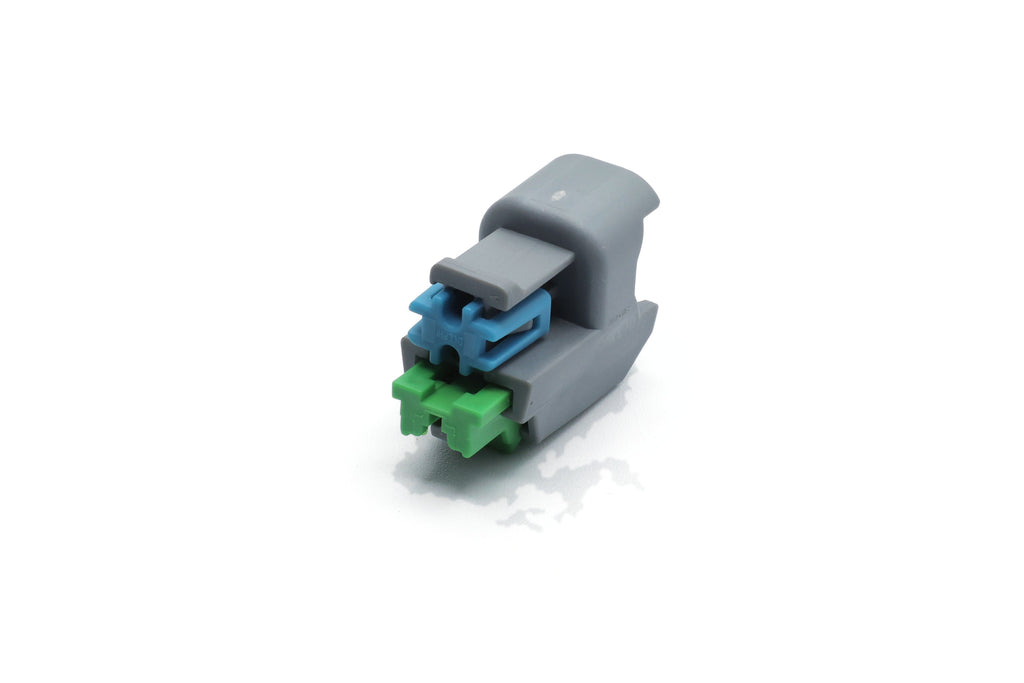 GM LS injector connector for EV6 USCAR type injectors.
Grey with a white TPA and a green TPA. Made by Delphi GT150 series 2 pin way terminal, sealed
Set comes with terminals and seals
can be used with most OEM and aftermarket USCAR injectors
avaliable as a set of 4,6 or 8
View 07