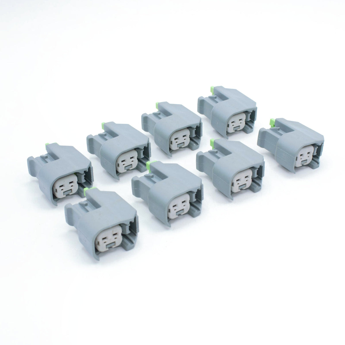 Set of 8 GM LS injector connectors for EV6 USCAR type injectors.
Grey with a white TPA and a green TPA. Made by Delphi GT150 series 2 pin way terminal, sealed
Set comes with terminals and seals
can be used with most OEM and aftermarket USCAR injectors
avaliable as a set of 4,6 or 8
