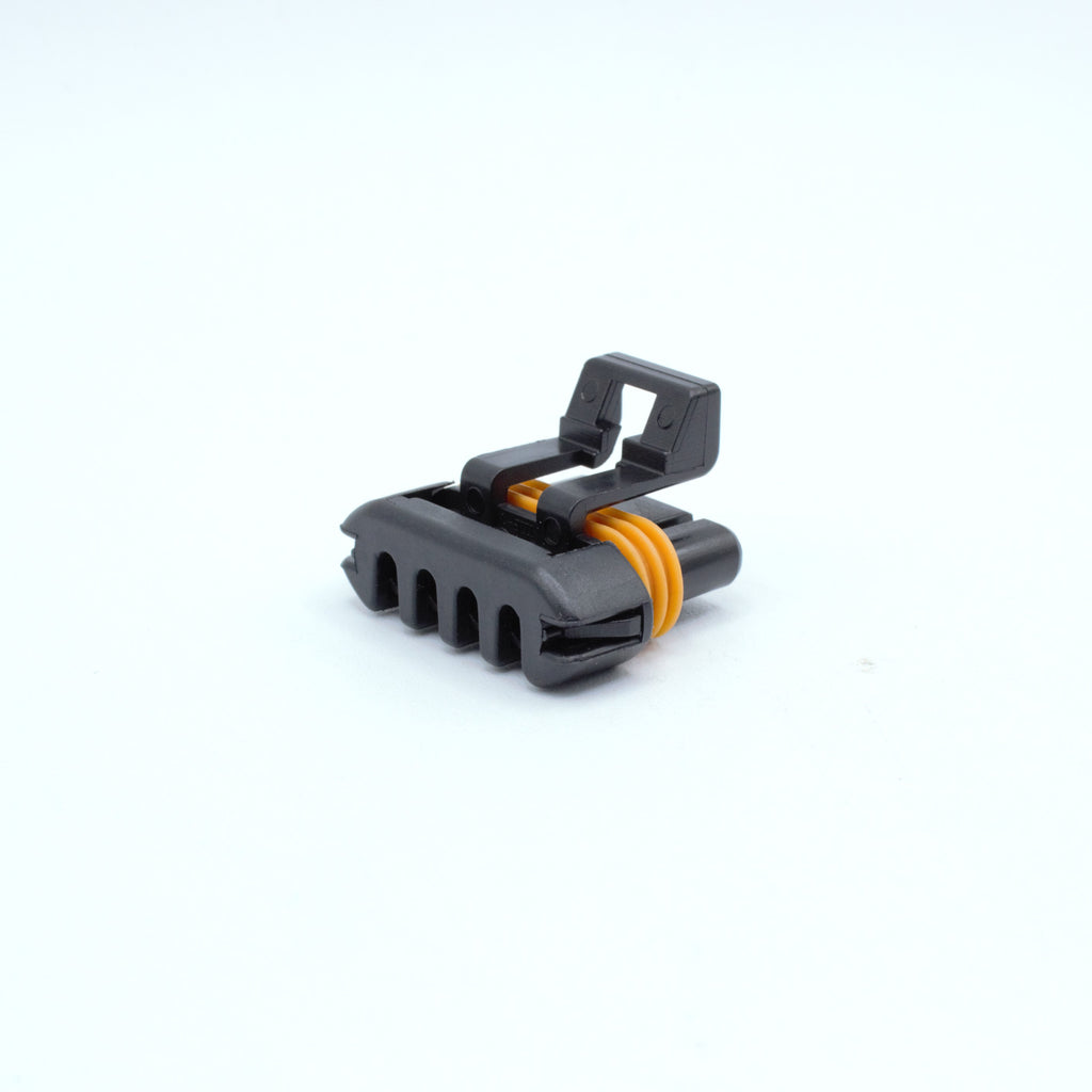 GM LS ignition coil connector for Gen 3 IIV ignition coils or D585 truck LS2 ignition coils. 
Black with an orange seal, comes with a black TPA. Made by Delphi Metri-pack Metripack 150 series Code 1 coding keying 4 pin way terminal, sealed
Each set comes with terminals and seals
can be purchased as a set of 4, 6 or 8