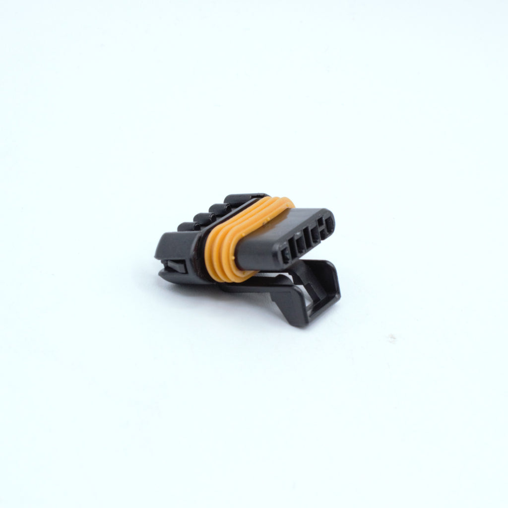 GM LS ignition coil connector for Gen 3 IIV ignition coils or D585 truck LS2 ignition coils. 
Black with an orange seal, comes with a black TPA. Made by Delphi Metri-pack Metripack 150 series 4 pin way terminal, sealed
Each set comes with terminals and seals
can be purchased as a set of 4, 6 or 8