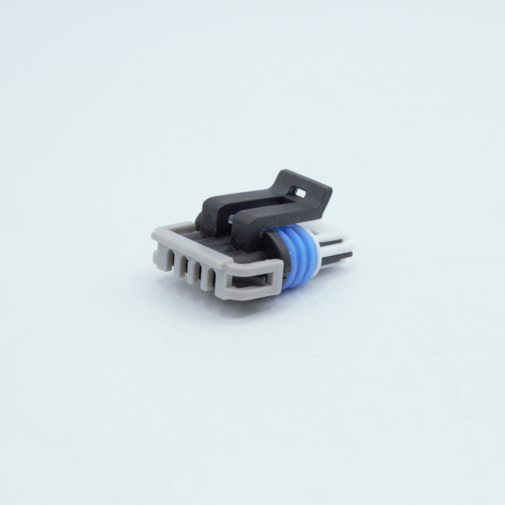 GM LS ignition coil connector for Gen 4 IV ignition coils or Corvette Camaro LS3 LS7 ignition coils. 
Black with an blue seal, comes with a white TPA on the front and a Grey . Made by Delphi GT150 series 4 pin way terminal, sealed
Each set comes with terminals and seals Code B coding keying
can be purchased as a set of 4, 6 or 8PS on the pack