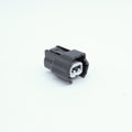 Nissan injector connector for RB and SR engines
Black with a white TPA 
left side low key right side high key
comes with terminals and seals
Made by Sumiomo RS type E series 2  pin way terminal, sealed
sold as a set of 4 or 6