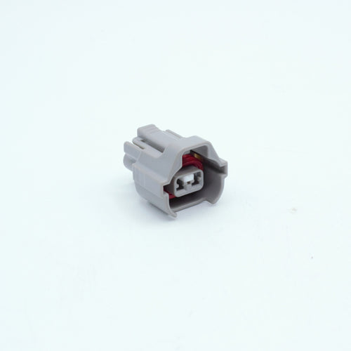 Toyota EV6 USCAR injector connector
Grey with a red seal orange seal and a white TPA
Has 2 keys that are high higher close to top
2 terminal, sealed
Made by Sumitomo TS series
sold in sets of 4, 6 or 8 
For 1JZ 2JZ 1UZ 3UZ engines