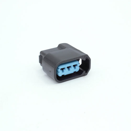 Honda Acura ignition coil connector from K20 and K24 engines
Black with blue TPA, sealed 3 way terminal pin
Made by Sumitomo HX 090 series

Common upgrade for SR JZ RB and 7M engines. also Found on Honda J series V6 engines J35 J37 J32
sold in packs of 4,6 or 8 comes with terminals and seals