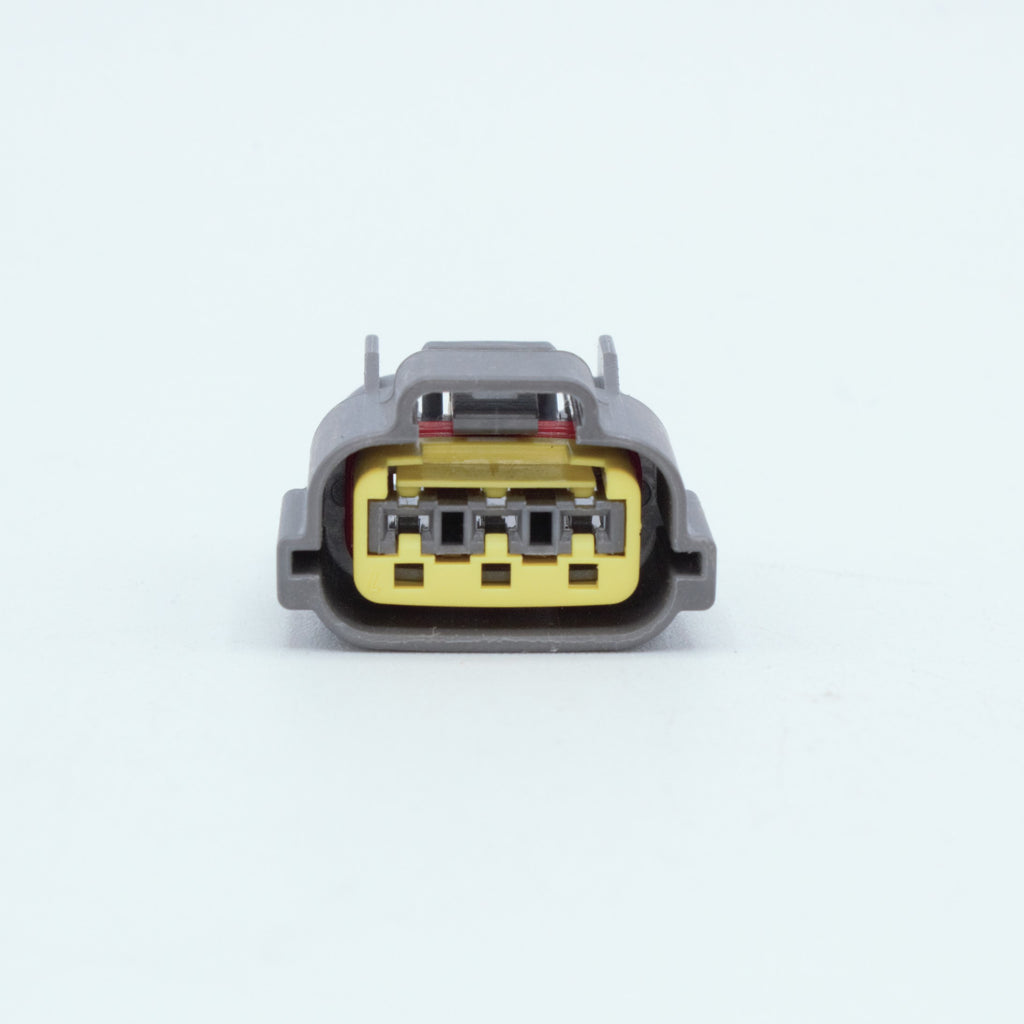 Ignition coil connector for Nissan SR20 SR engines
Grey with yellow TPA, made by Sumitomo 62 series (similar to RS type E) 3 way terminal pin sealed
also fit TPS sensors

sold in packs of 4, 6 for SR and RB engines