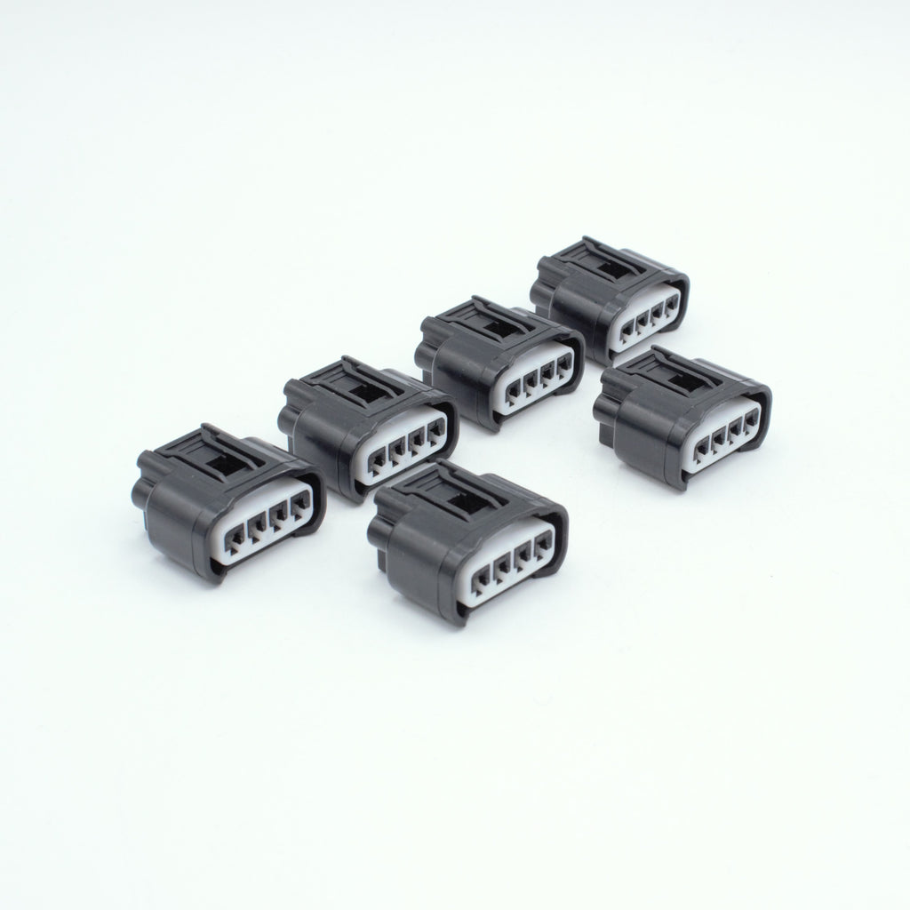 Set of 6 Toyota 3UZ 1ZZ ignition coil connector
black with white TPA
Sealed
4 way terminal pin
Made by Yazaki 090 090 II series

Common upgrade for SR20 ignition systems, JZ and RB
sold as a set of 4 with terminals and seals