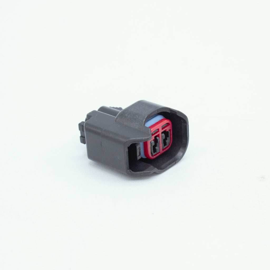 EV14 injector connector
black, red TPA blue seal
2 way terminal pin
sealed
Made by EPC 1.5 sealed series using yazaki terminals and seals
common for aftermarket EV14 injectors like Deatchwerks, injector dynamics, CPI, FIC fuel injector clinic and some OEM type

sold in sets of 4, 6 or 8 with terminals and seals