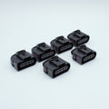 Set of 6 R8 Audi VW ignition coil connectors
4 way terminal pin sealed
Black with purple violet TPA
uses MCP JPT terminals
Made by FEP Bosch VW VAG
coils from 2.0T and 1.8T Golf Jetta as well as V8 Audi R8 V10 Lamborghini

Great upgrade for JZ RB SR 7M and UZ engines
sold as a set of 4 6 or 8 with terminals and seals