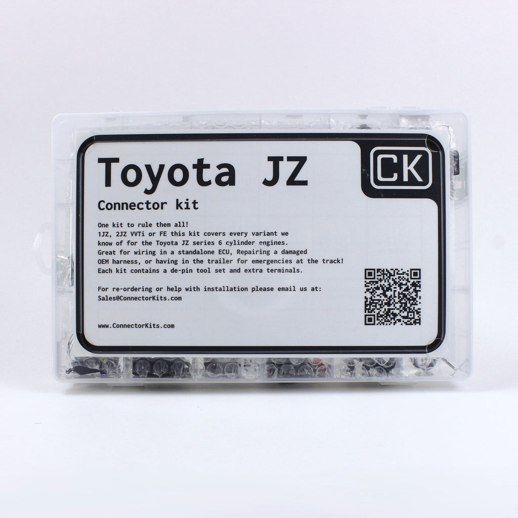 Toyota JZ connector kit
all JZ connectors in one kit with terminals and seals and a de-pin tool set