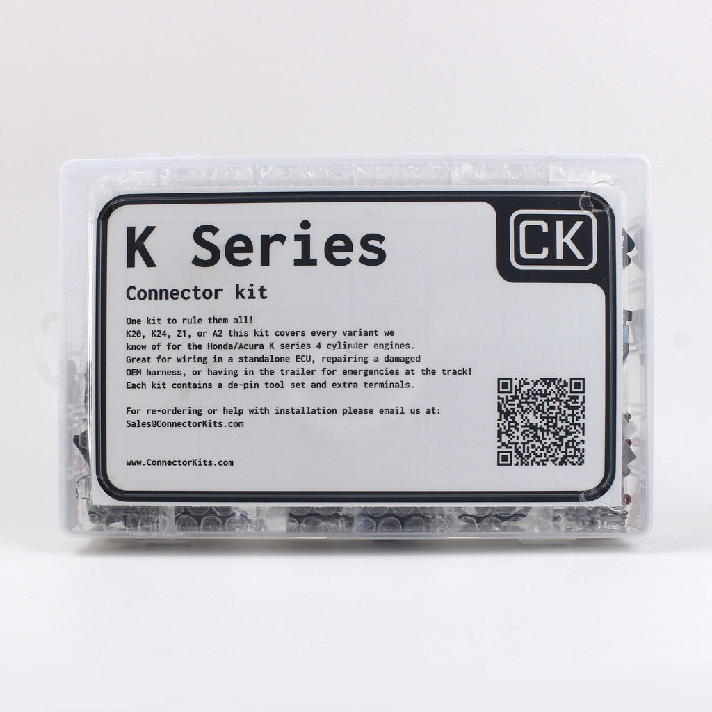 Honda Acura K series connector kit
all K20 and K24 connectors in one kit with terminals and seals and a de-pin tool set
Perfect for you Civic RSX TSX CRV CR-V or Element engine
