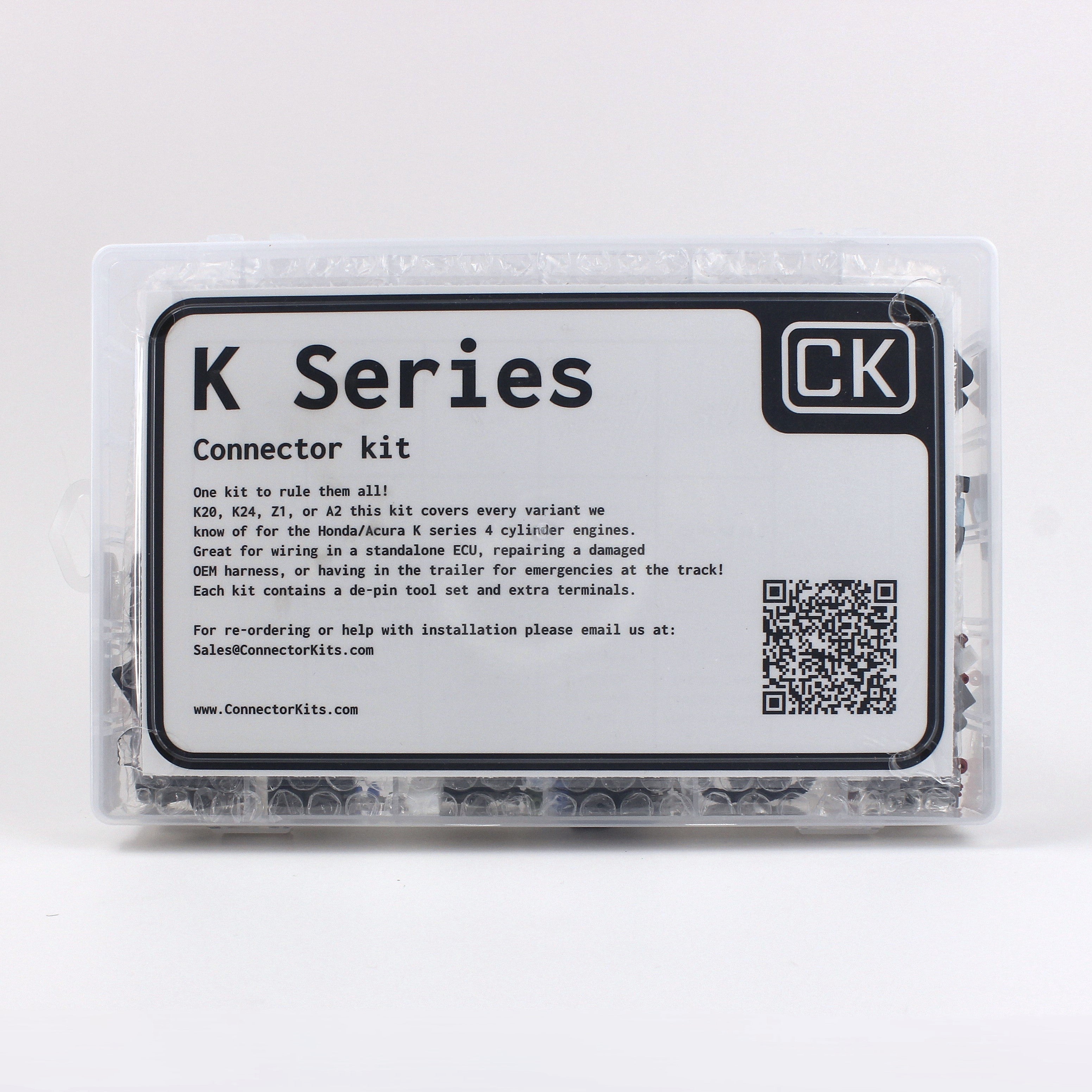 Honda Acura K series connector kit
all K20 and K24 connectors in one kit with terminals and seals and a de-pin tool set
Perfect for you Civic RSX TSX CRV CR-V or Element engine