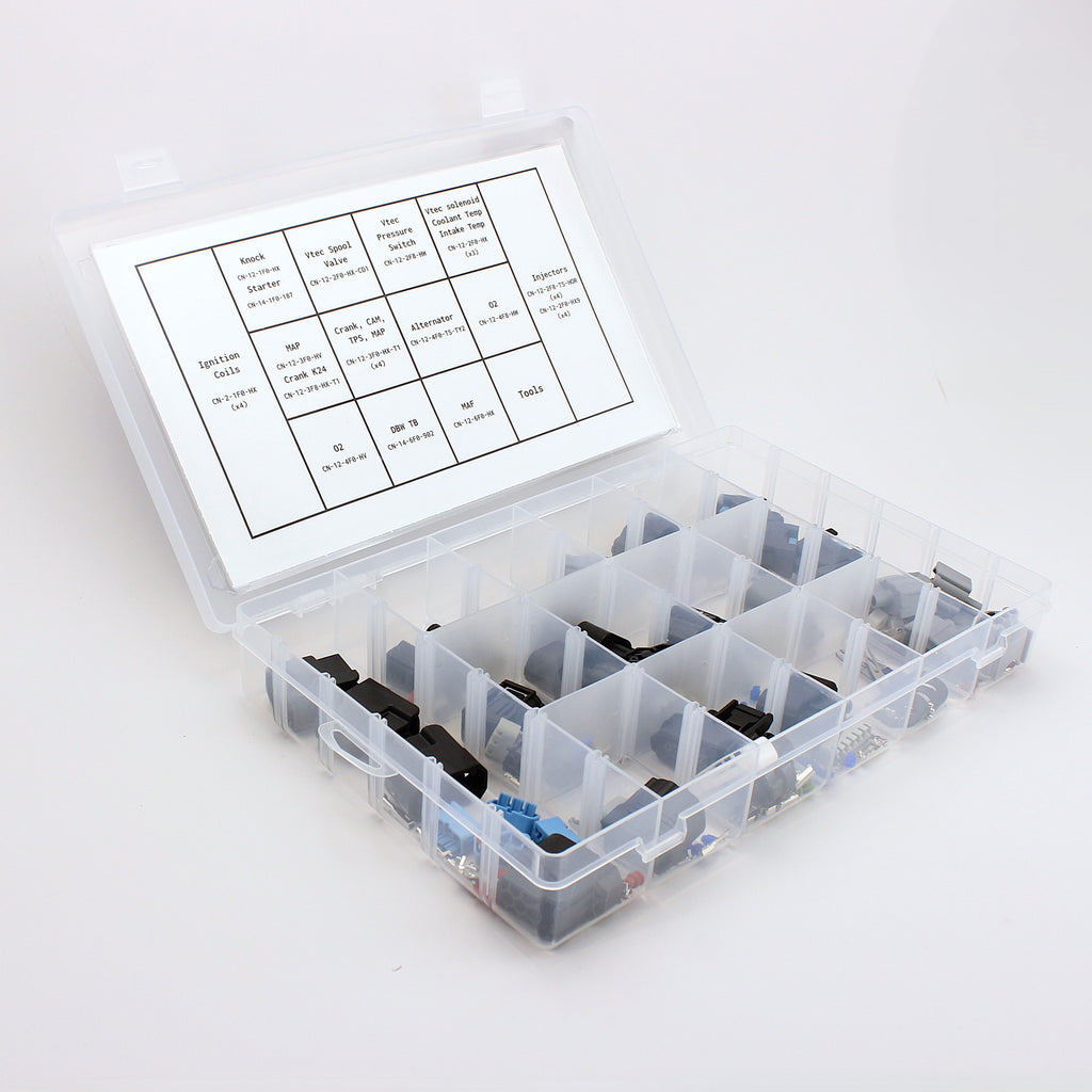 Honda Acura K series connector kit
all K20 and K24 connectors in one kit with terminals and seals and a de-pin tool set
Perfect for you Civic RSX TSX CRV CR-V or Element engine
contents inside
