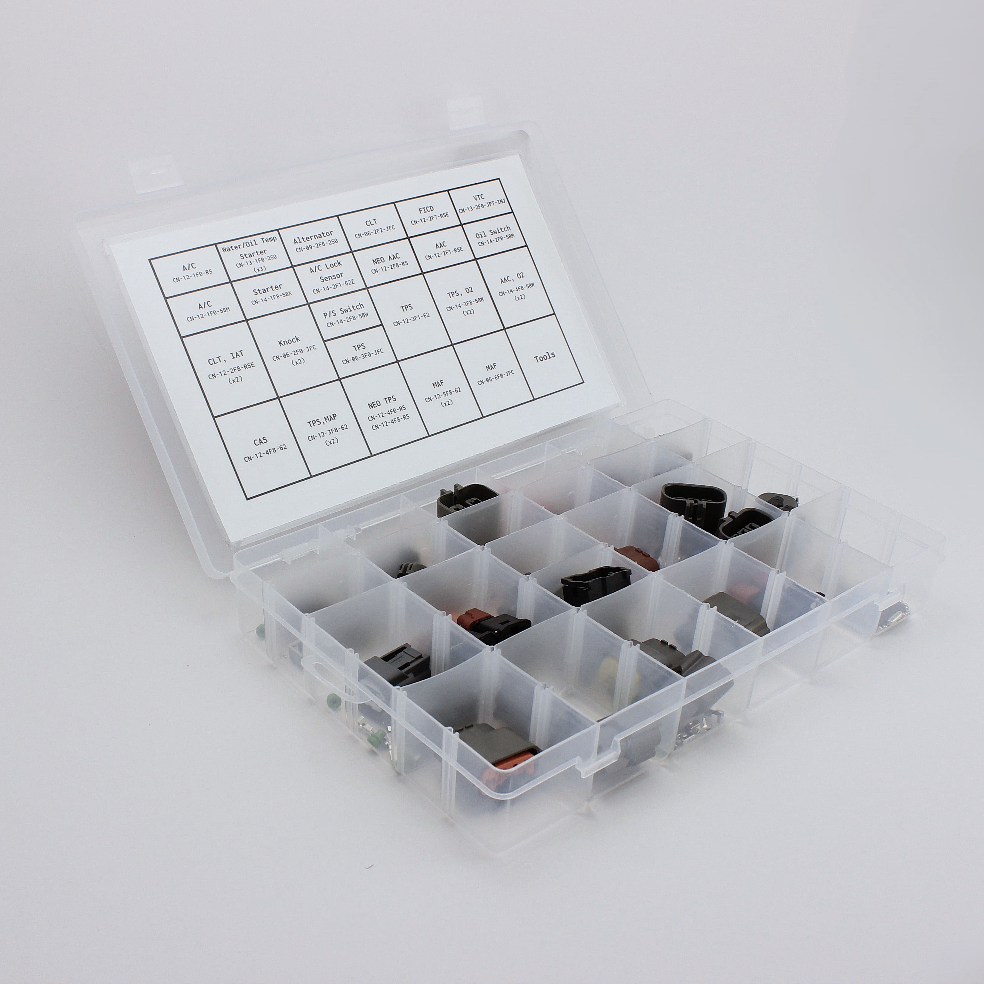 Nissan RB connector kit
all RB connectors in one kit with terminals and seals and a de-pin tool set
Perfect for you Nissan RB engine in a skyline r32 r33 r34 or 240SX swapped with an RB20 RB25 or RB26
contents inside open