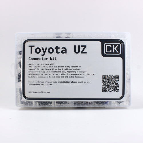 Toyota UZ connector kit
all UZ connectors in one kit with terminals and seals and a de-pin tool set
Perfect for you Toyota 1UZ 2UZ or 3UZ engine in LS400 GS400 Land cruiser, Crown or Celsior UCF30